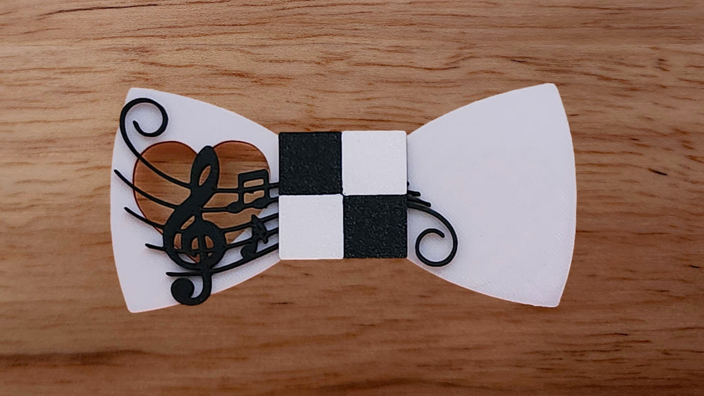 2 Tone Check Print Base with Sheet Music Brim and Heart Hole Brim