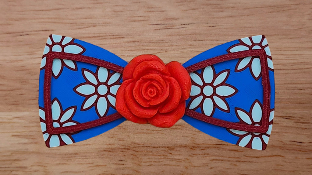 Rose Base with Bow Tie Shaped Edge Brim Small and Flower Wallpaper Back