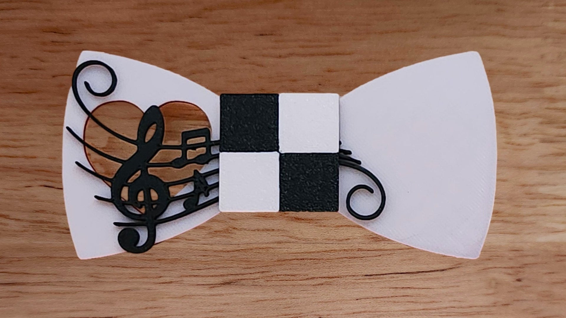 2 Tone Check Print Base with Heart Hole Brim and Sheet Music Brim