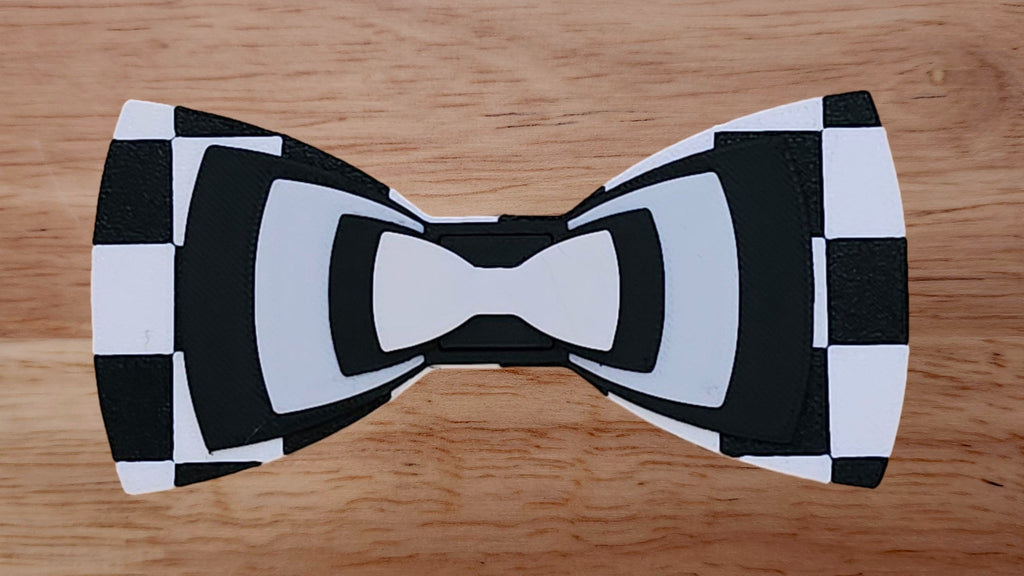 Mini Bow Tie Base with Bow Tie Stack Brim and 2 Tone Check Print Back