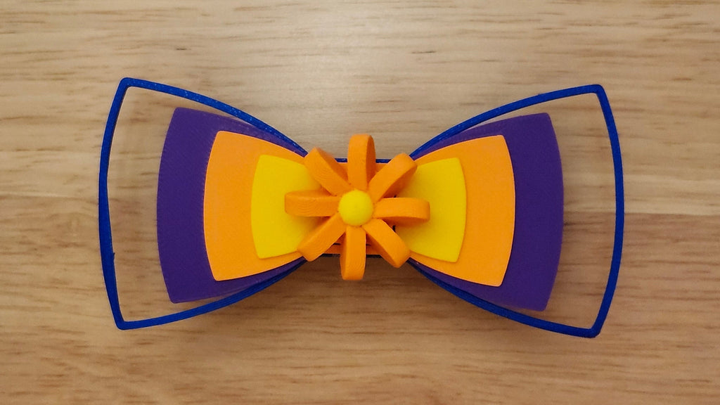 Simple 3D Flower Base with Bow Tie Stack Brim and Bow Tie Shaped Edge Brim