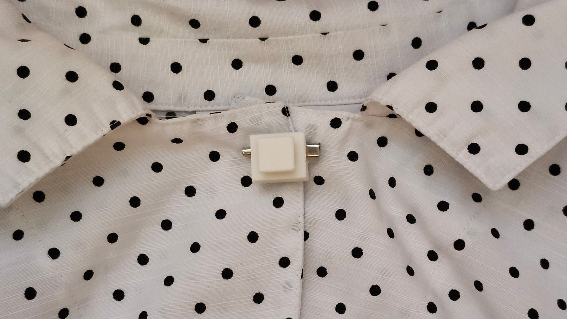 No Top Button Adapter With Pin on shirt with no top button