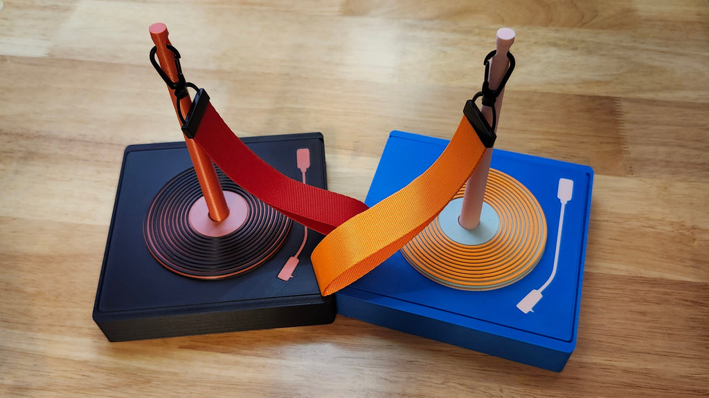 Two Record Player Porta Knottys with wrist straps