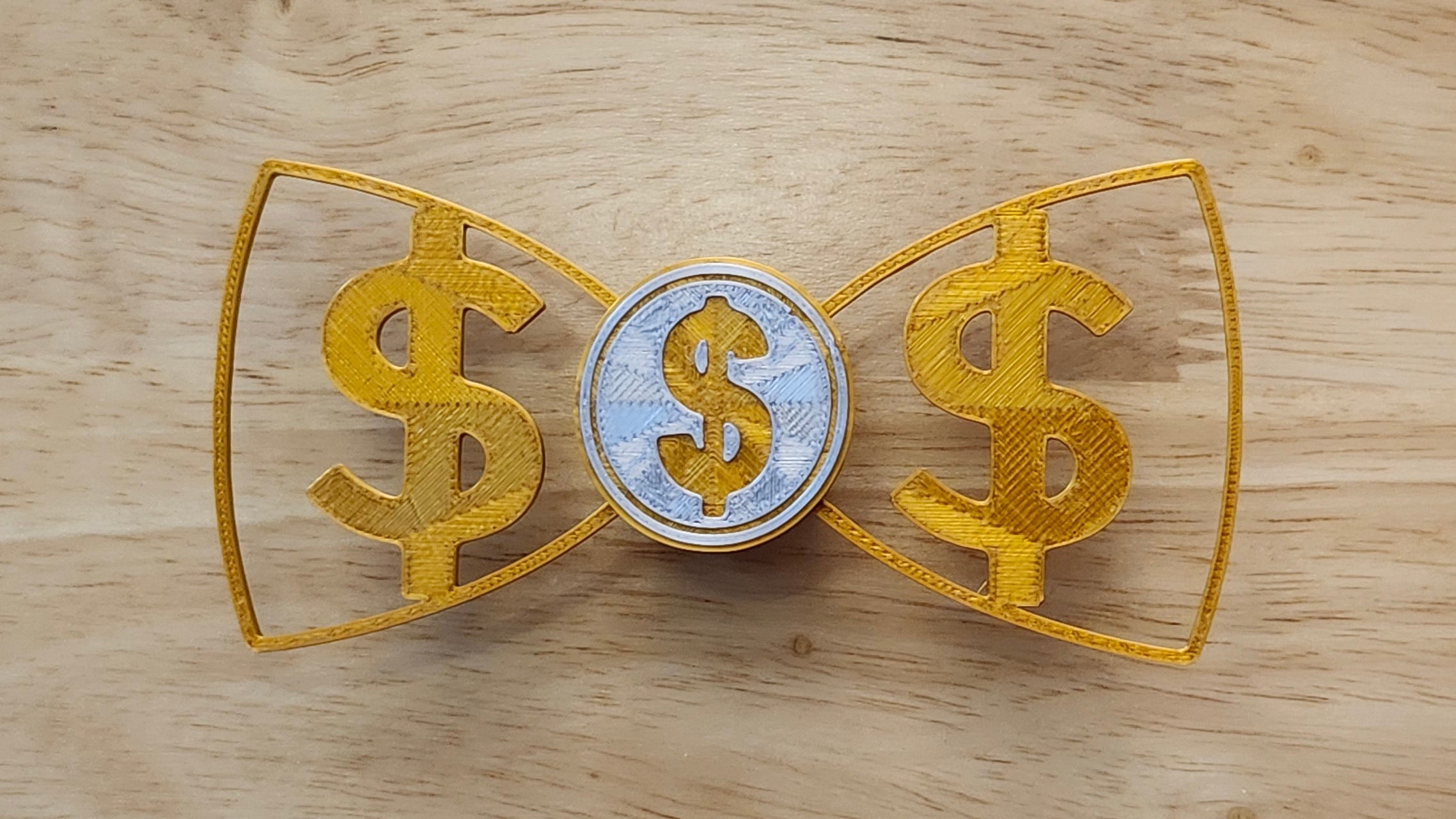 Money Bow Bundle including Coin Button Cover with Gold Money Bow/  3D printed for use as a bow tie, button cover, necklace, pin, hat pin, lapel pin and so much more. 