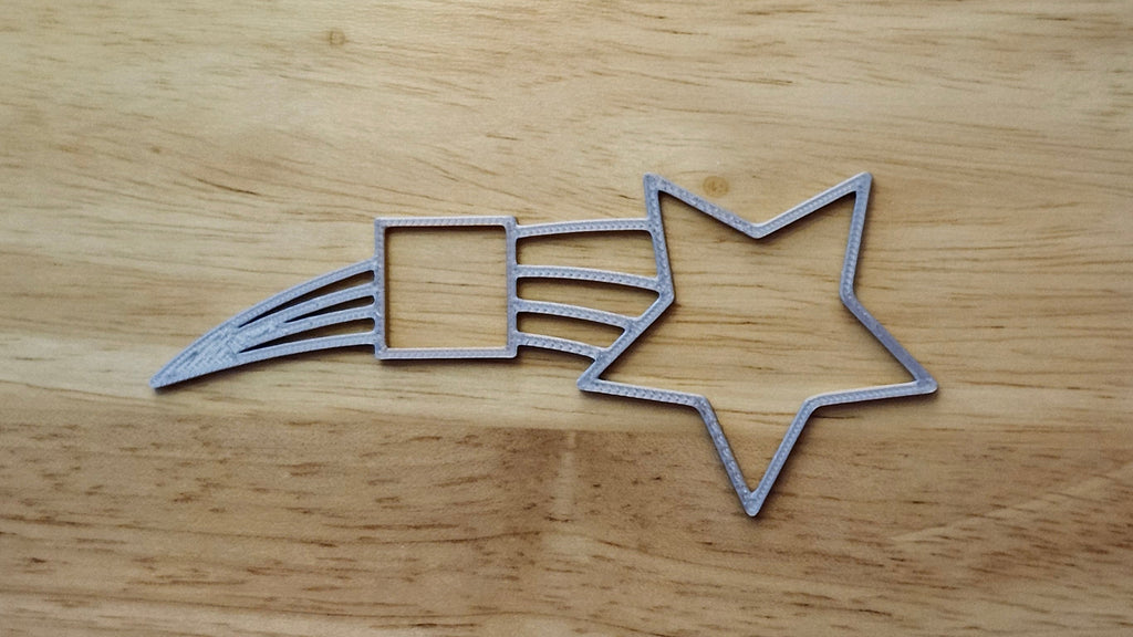 Shooting Star Back for use with a Blend and Build Blueprint Button Cover. Together they are 3D printed for use as a bow tie, button cover, necklace, pin, hat pin, lapel pin and so much more.