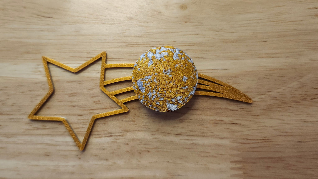 Starry Night Bow Bundle including Moon Button Cover with Shooting Star Back. 3D printed for use as a bow tie, button cover, necklace, pin, hat pin, lapel pin and so much more. 