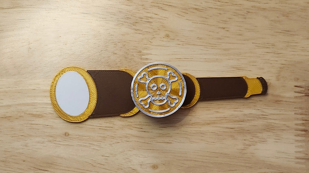 Doubloon Button Cover with Spyglass Back. 3D printed for use as a bow tie, button cover, necklace, pin, hat pin, lapel pin and so much more.