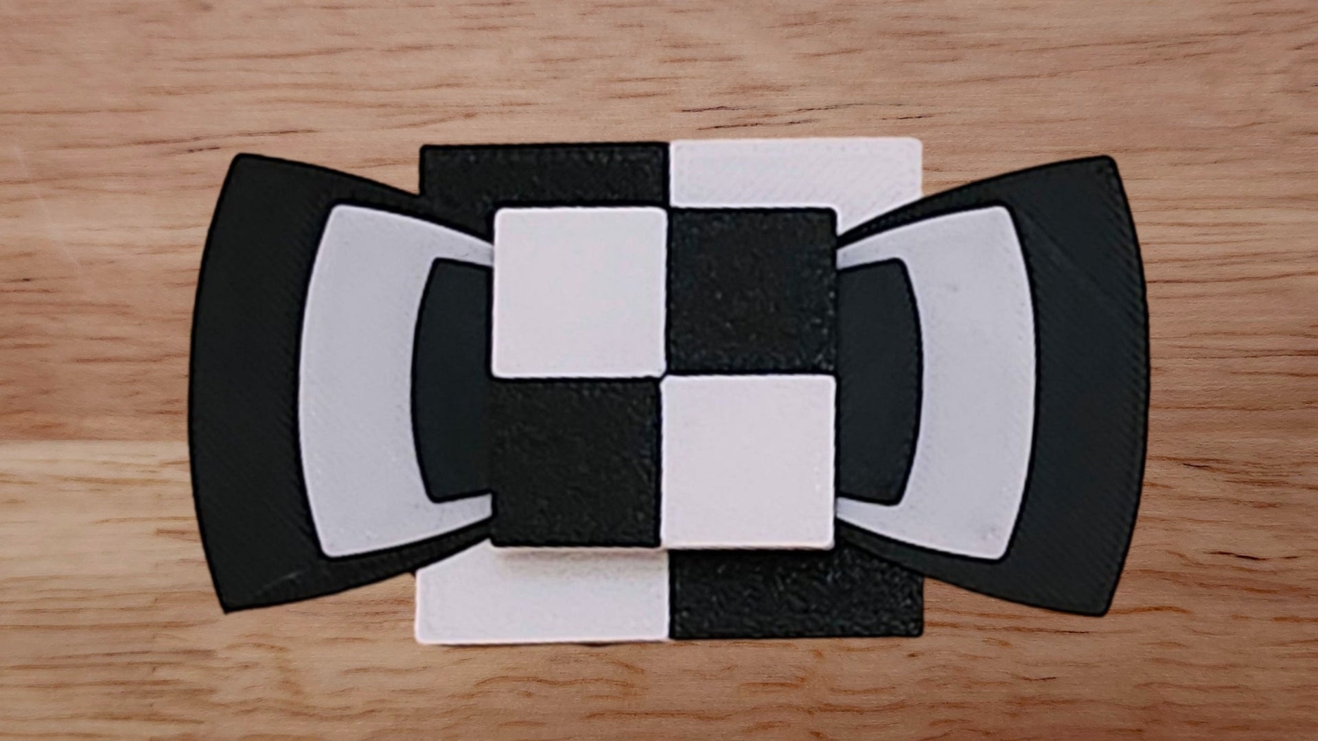 2 Tone Check Print Base with 2 Tone Check Print Brim and Bow Tie Stack Brim