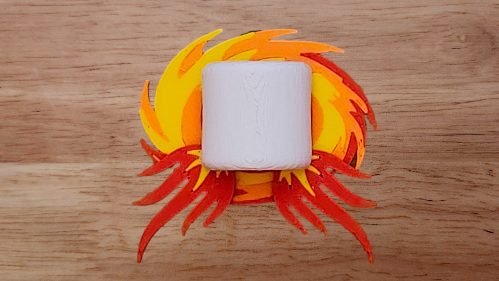 Marshmallow/Cylinder Base with Fire/Hurricane Oval Brim and Bonfire Bottom Brim